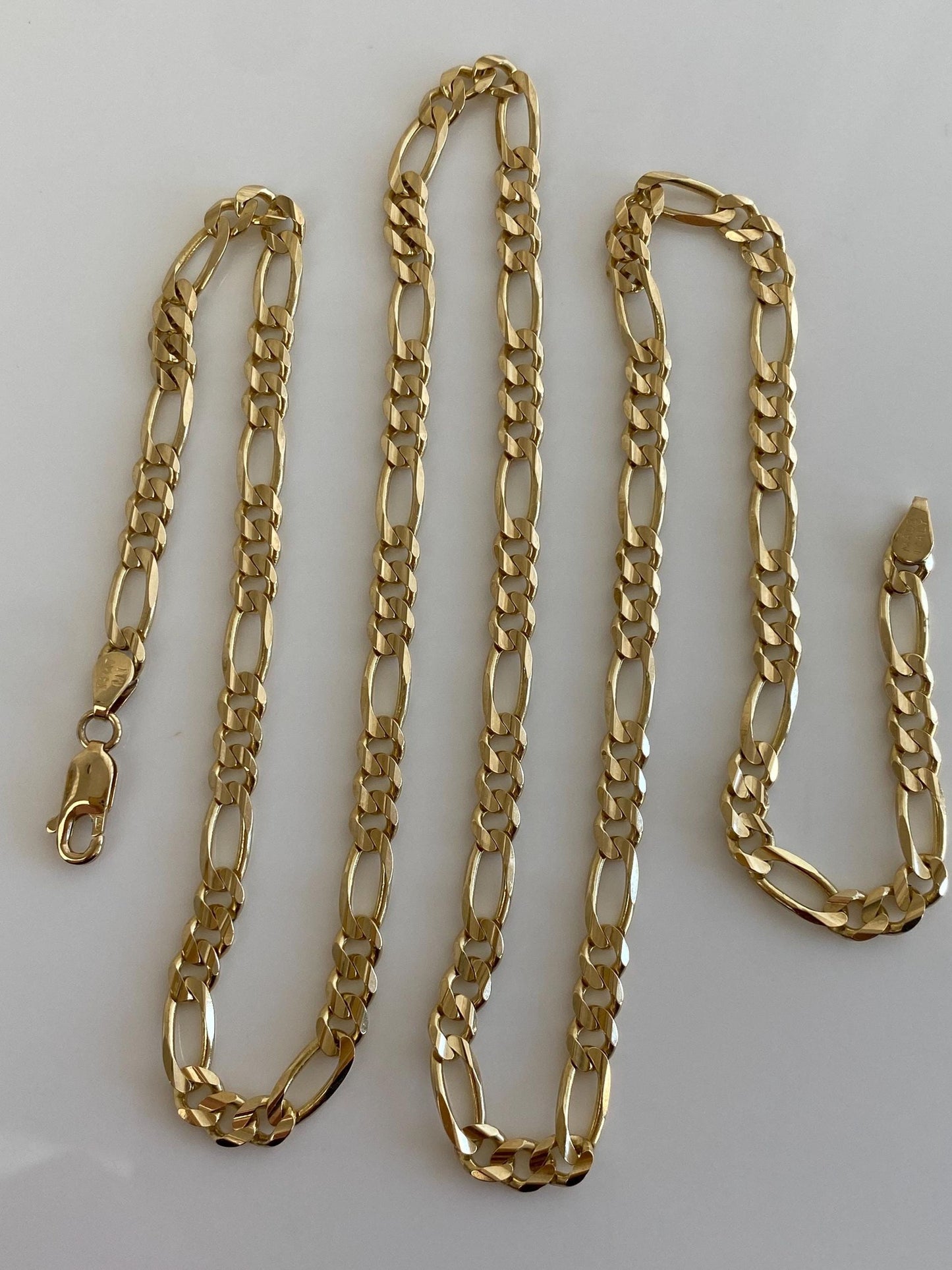 Vintage Solid 14k Yellow Gold Figaro Chain Necklace - 24.25 inches