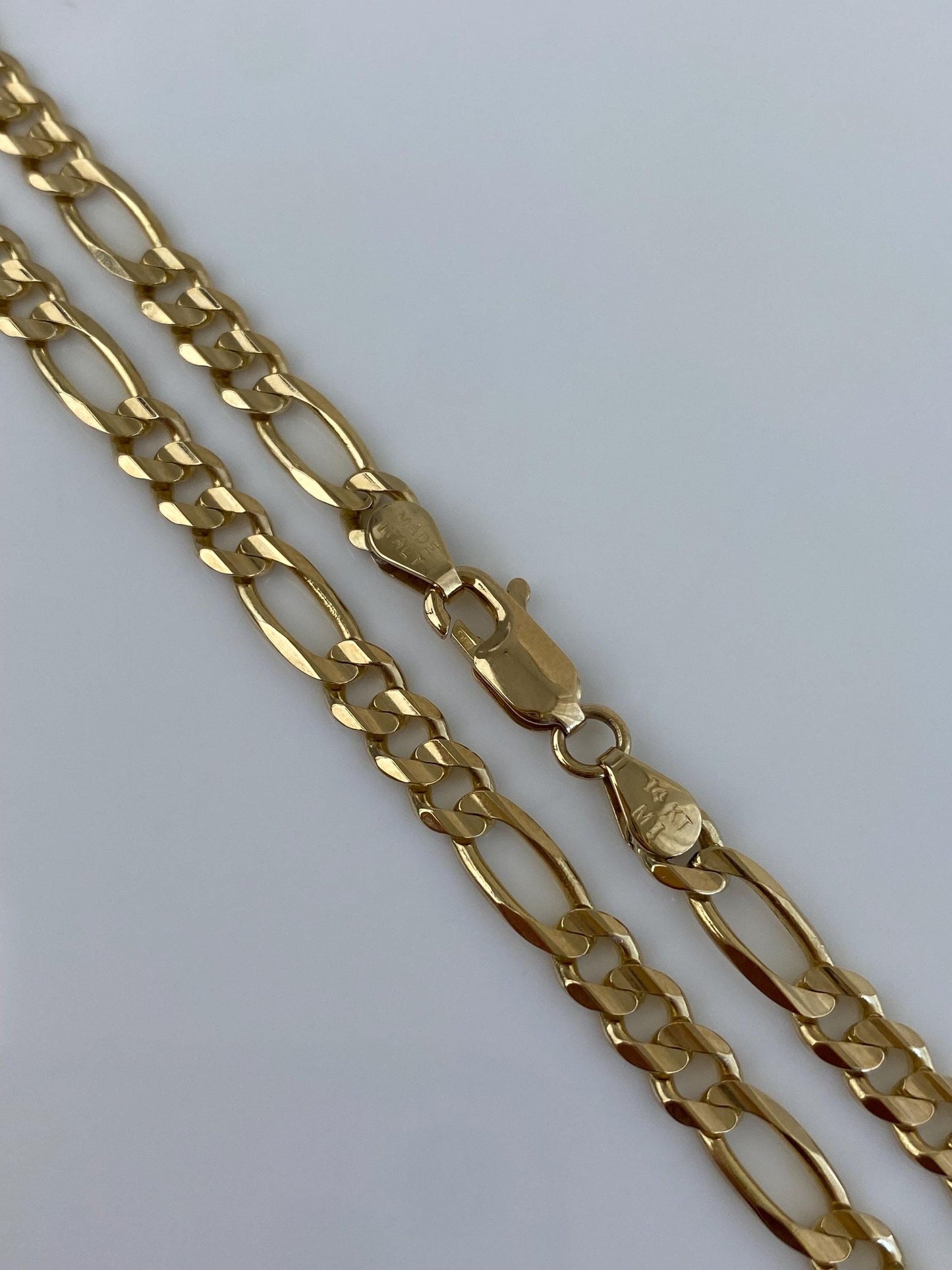 Vintage Solid 14k Yellow Gold Figaro Chain Necklace - 24.25 inches