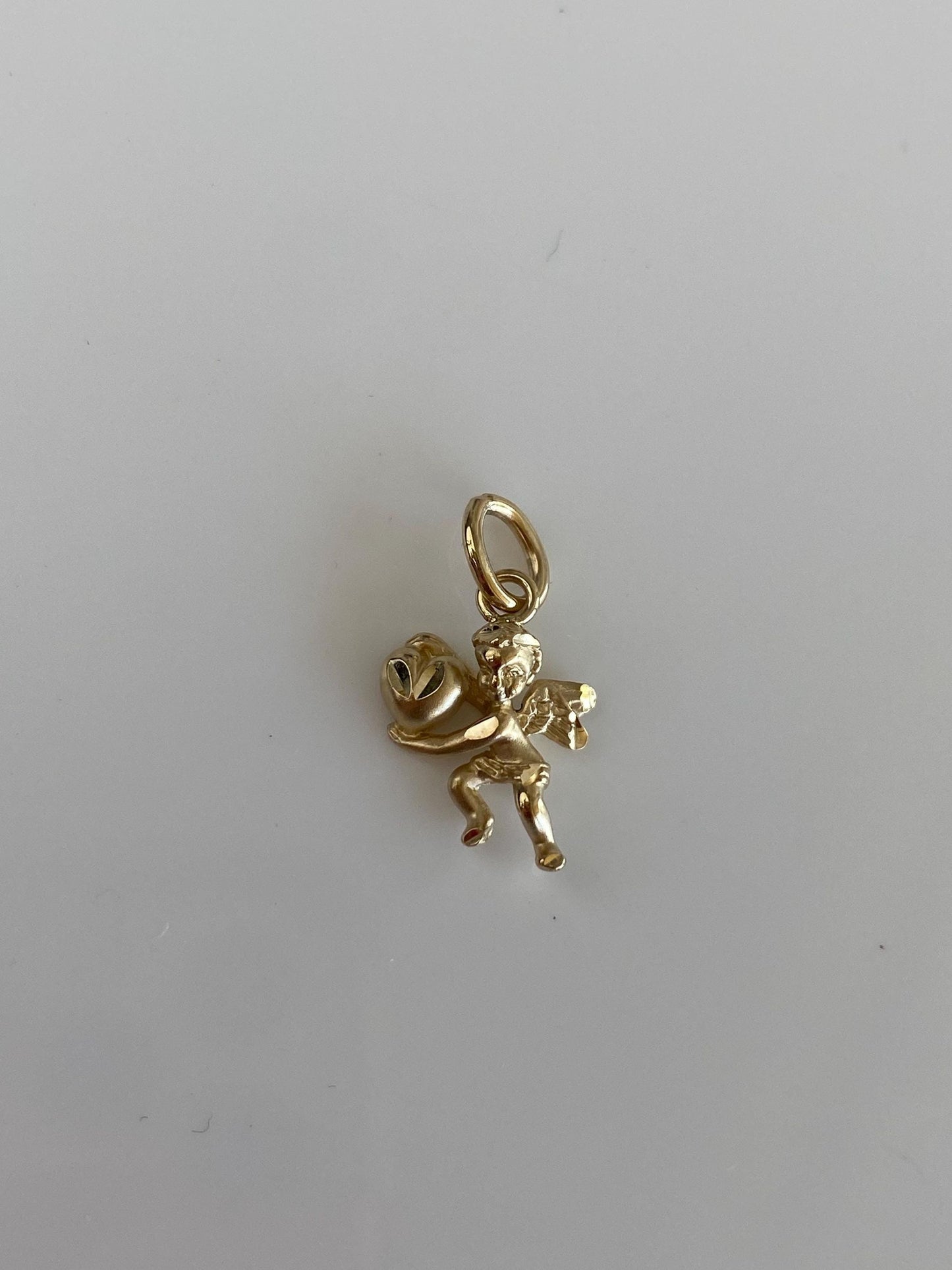 Vintage Solid 14k Yellow Gold Cupid Heart Charm