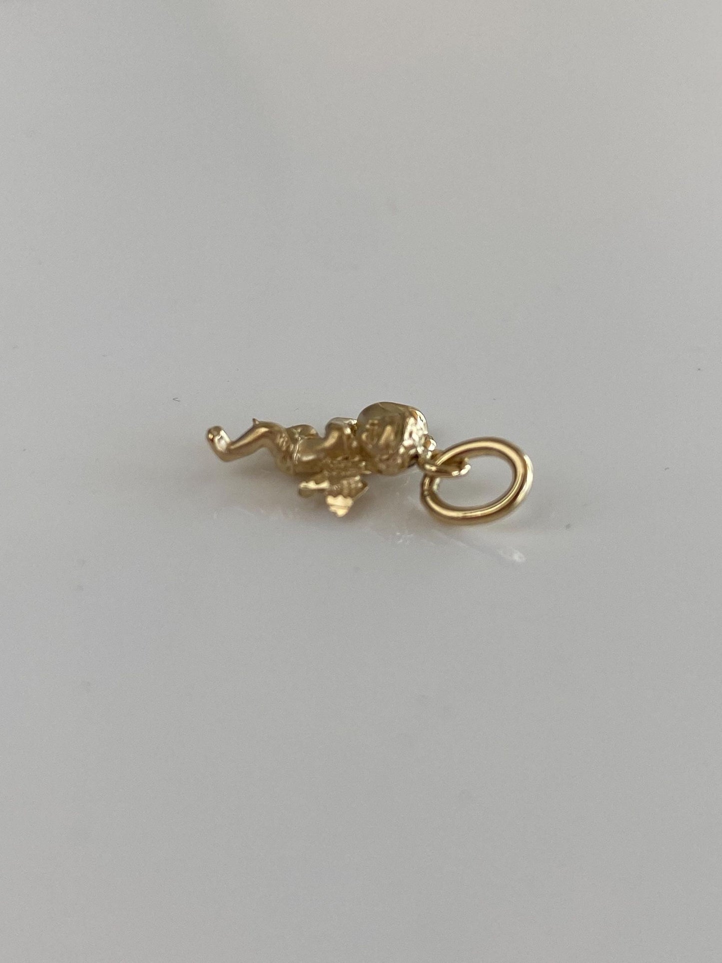 Vintage Solid 14k Yellow Gold Cupid Heart Charm