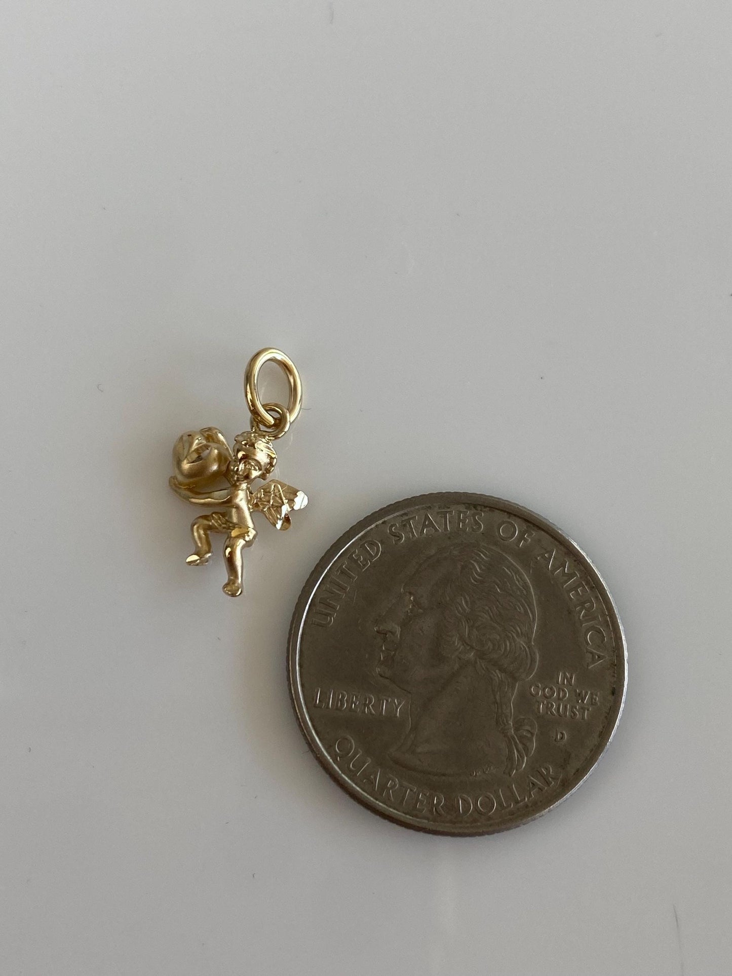 Vintage Solid 14k Yellow Gold Cupid Heart Charm
