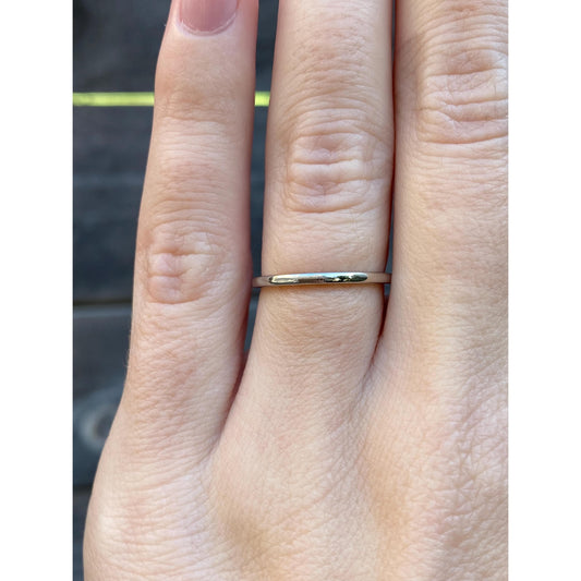 Vintage Solid 14k White Gold Slim Ring Band - Size 5.25