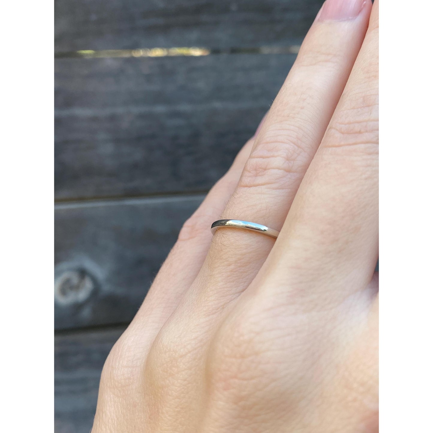 Vintage Solid 14k White Gold Slim Ring Band - Size 5.25