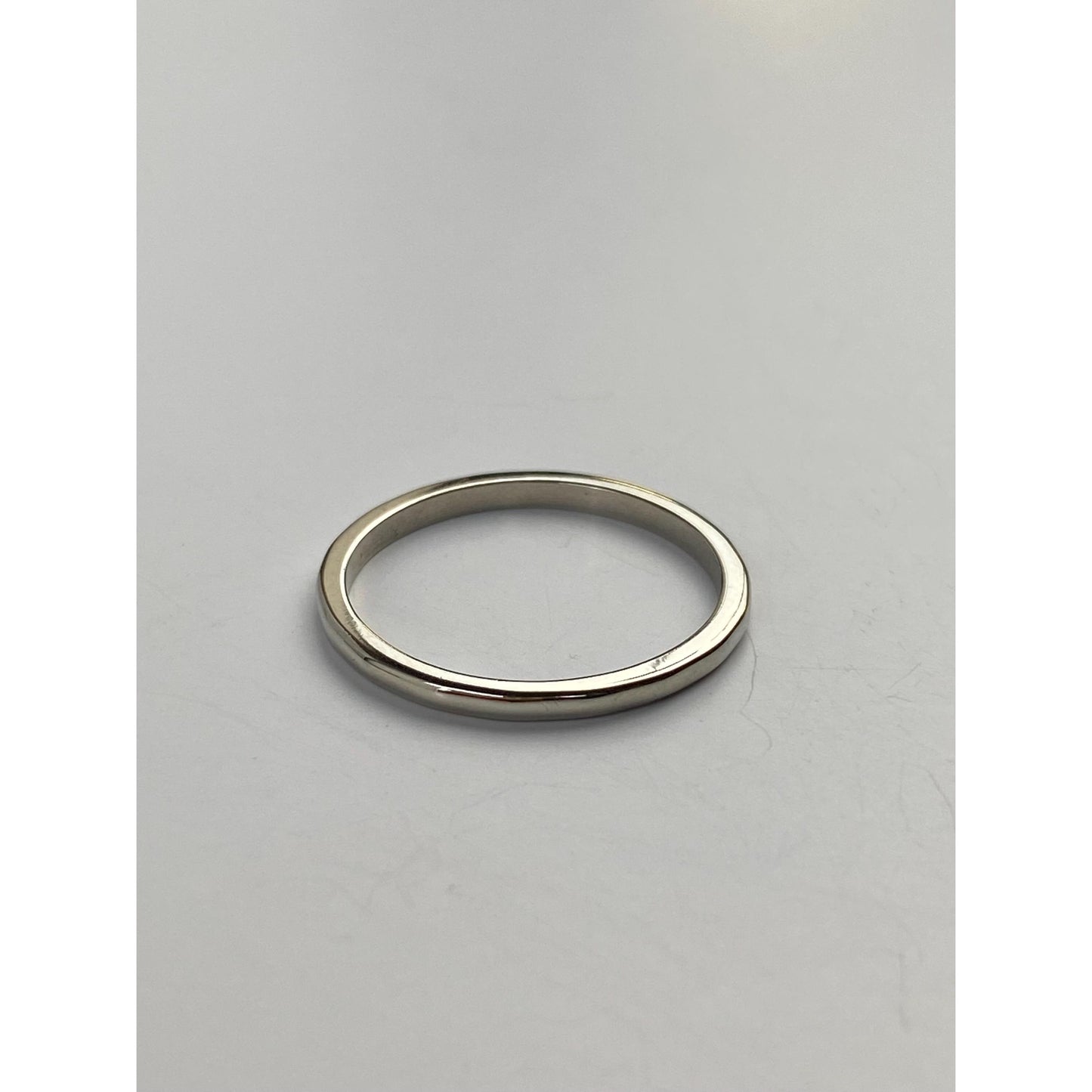 Vintage Solid 14k White Gold Slim Ring Band - Size 5.25