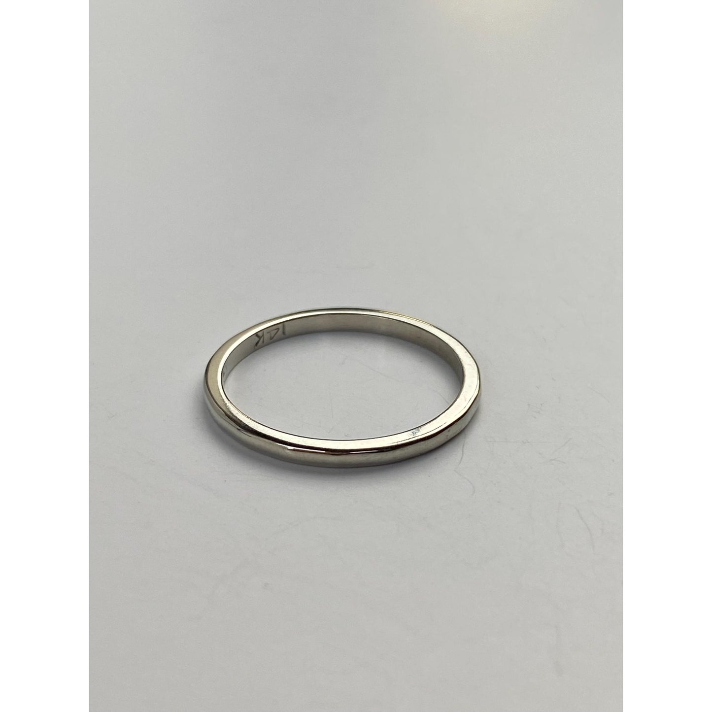 Vintage Solid 14k White Gold Slim Ring Band - Size 5.25