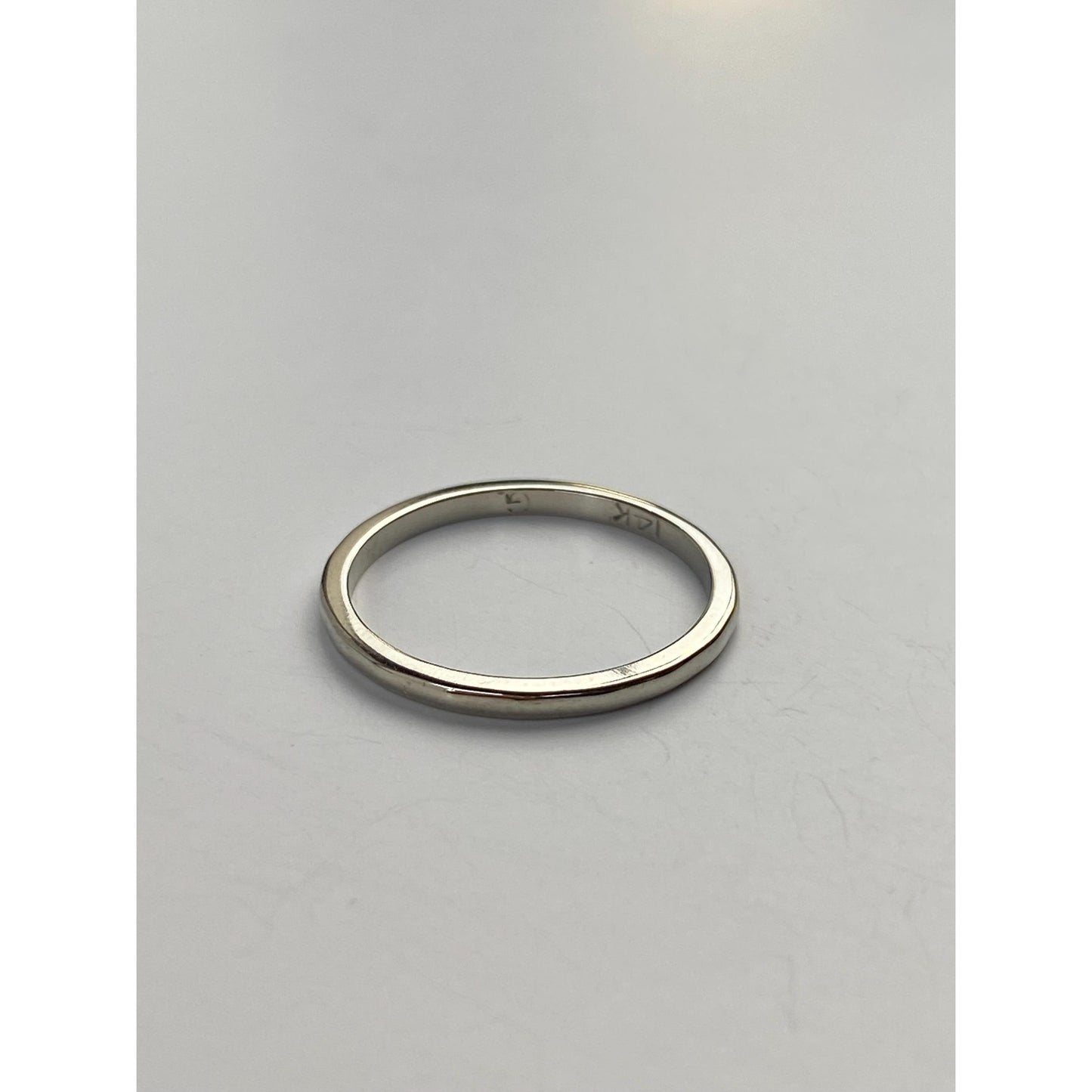 Vintage Solid 14k White Gold Slim Ring Band - Size 5.25