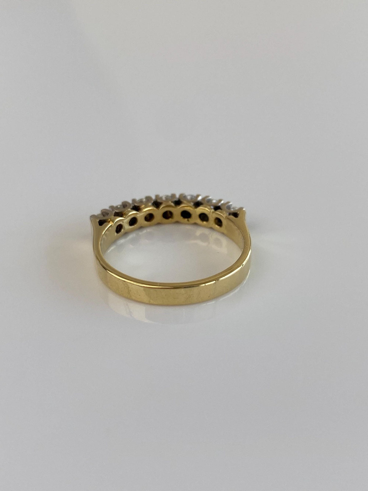 Vintage Solid 18k White & Yellow Gold Diamond Row Ring - Size 6.5