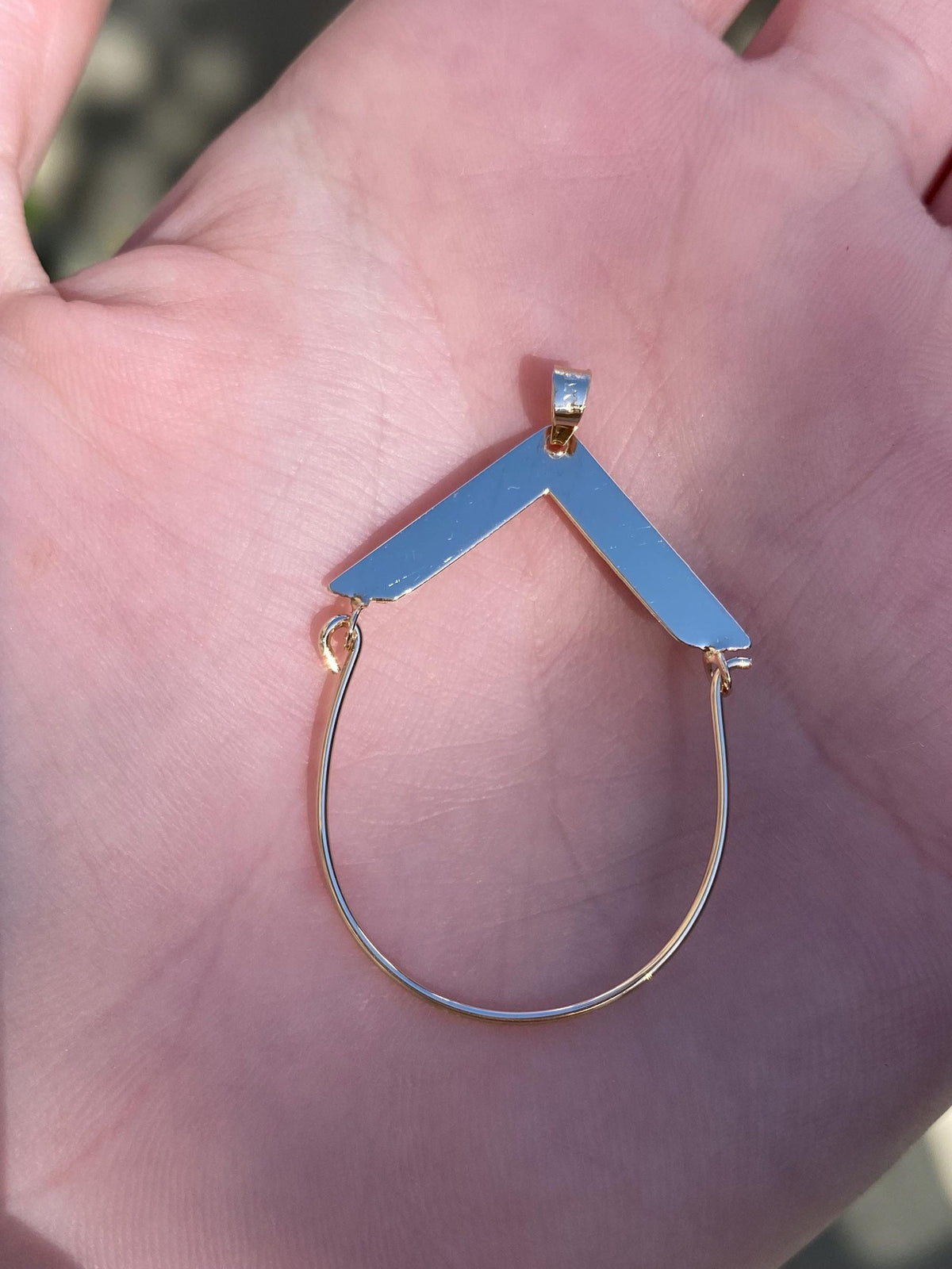 Vintage Solid 14k Yellow Gold Geometric Charm Holder Charm