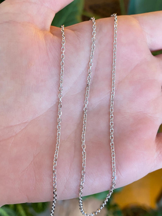 Vintage Solid 14k White Gold Cable Chain Necklace - 18.25 inches