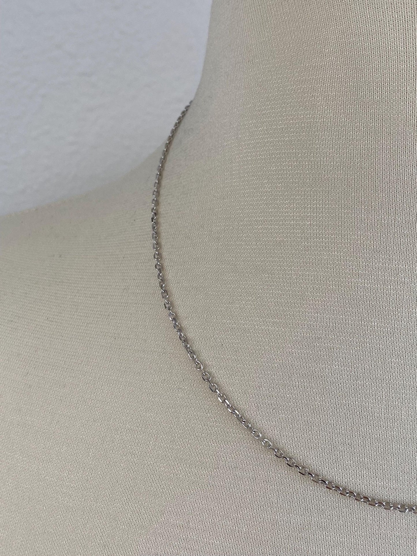 Vintage Solid 14k White Gold Cable Chain Necklace - 18.25 inches