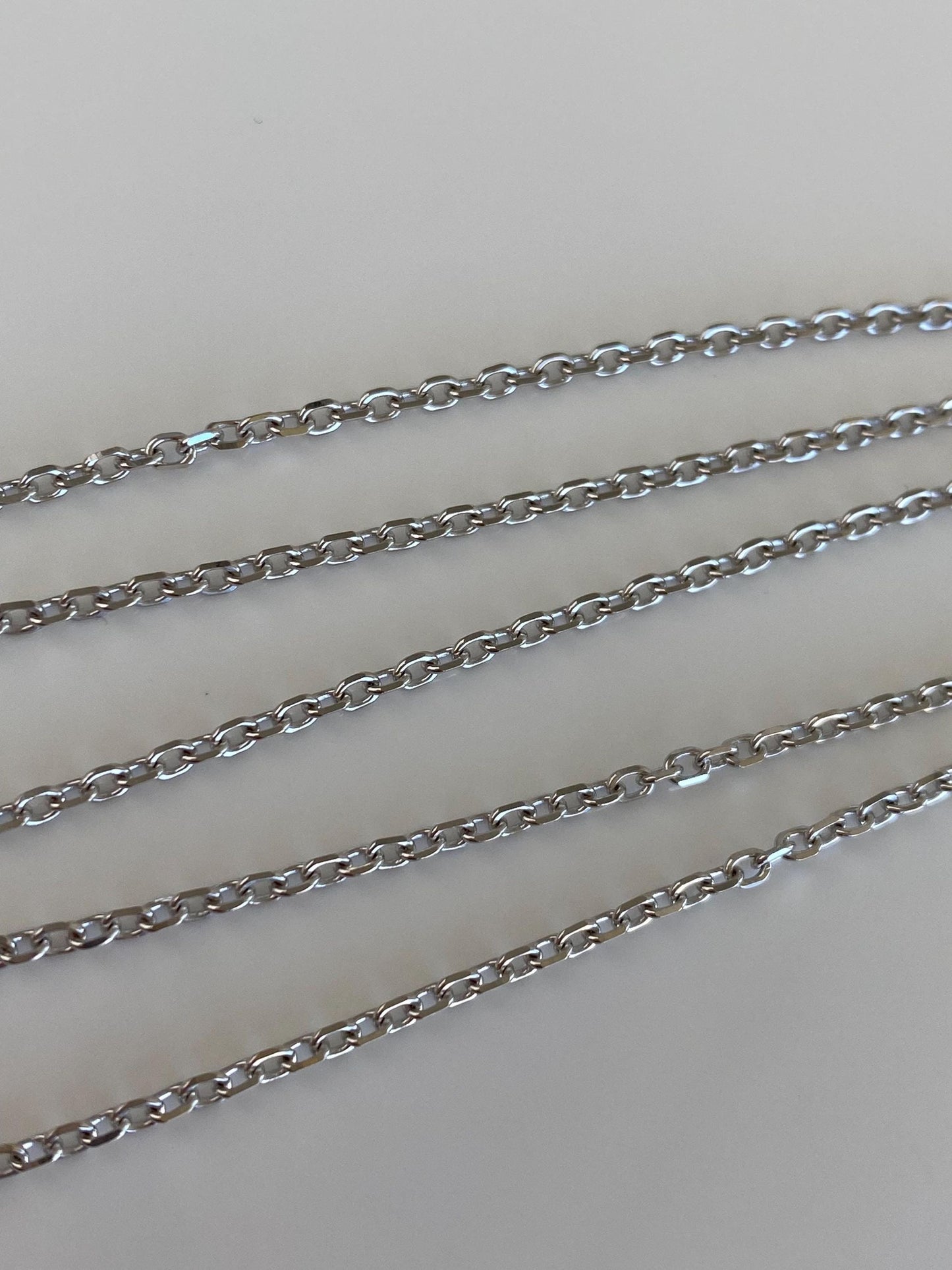 Vintage Solid 14k White Gold Cable Chain Necklace - 18.25 inches