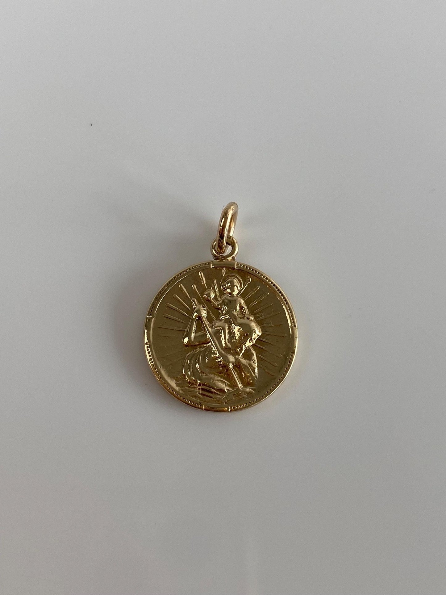 Vintage Solid 10k Yellow Gold St. Cristopher Be My Guide Charm