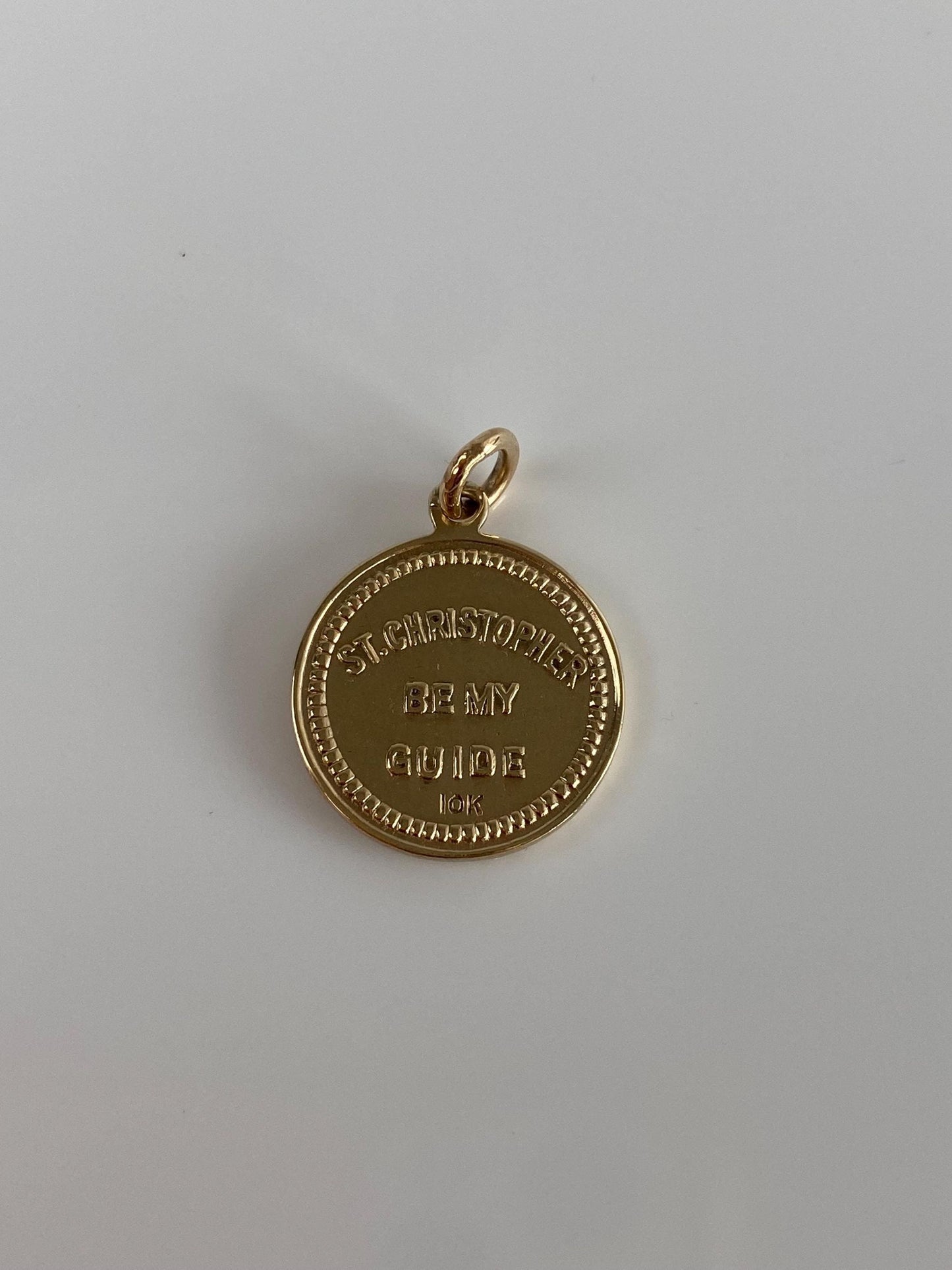 Vintage Solid 10k Yellow Gold St. Cristopher Be My Guide Charm