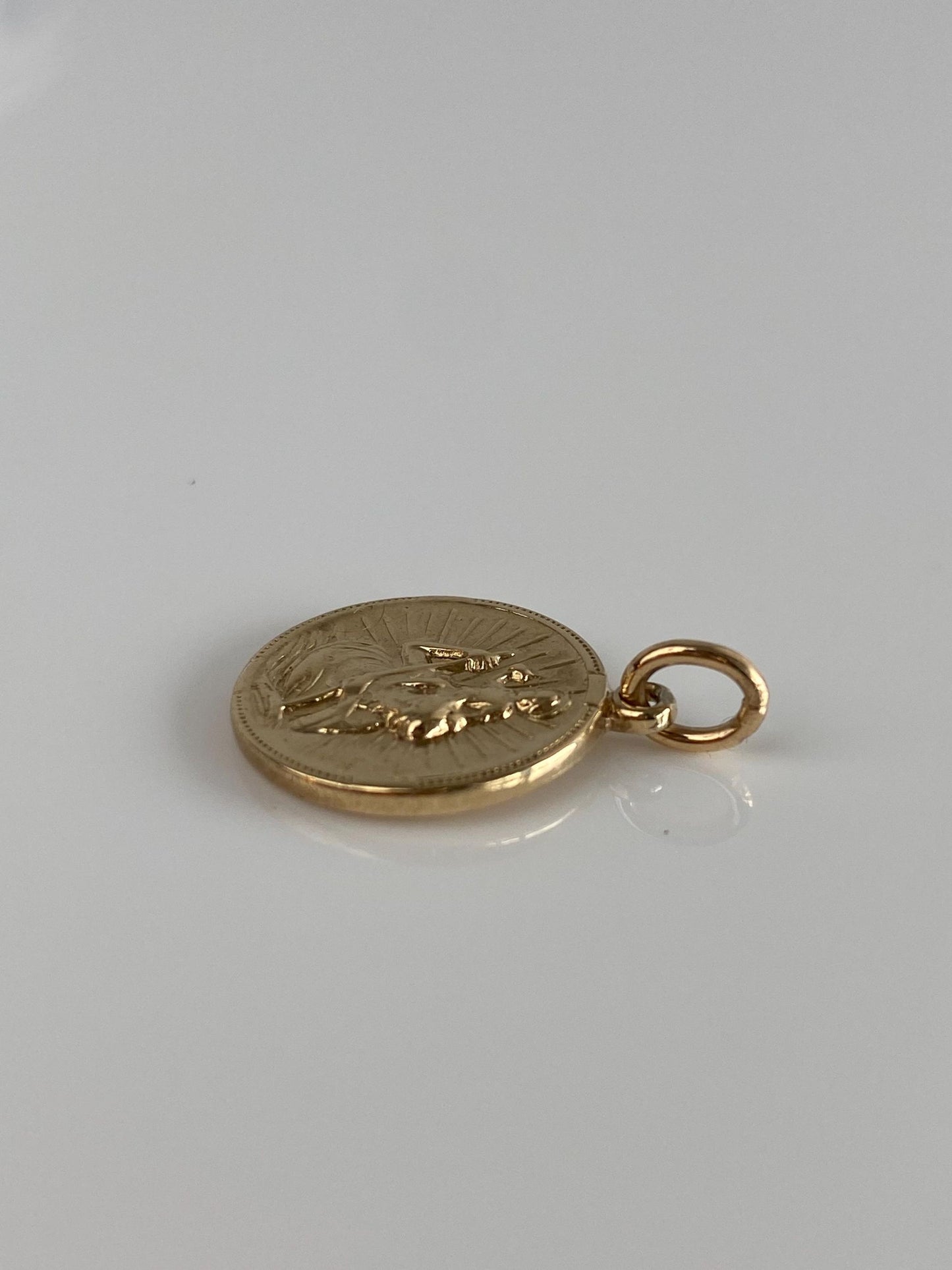 Vintage Solid 10k Yellow Gold St. Cristopher Be My Guide Charm