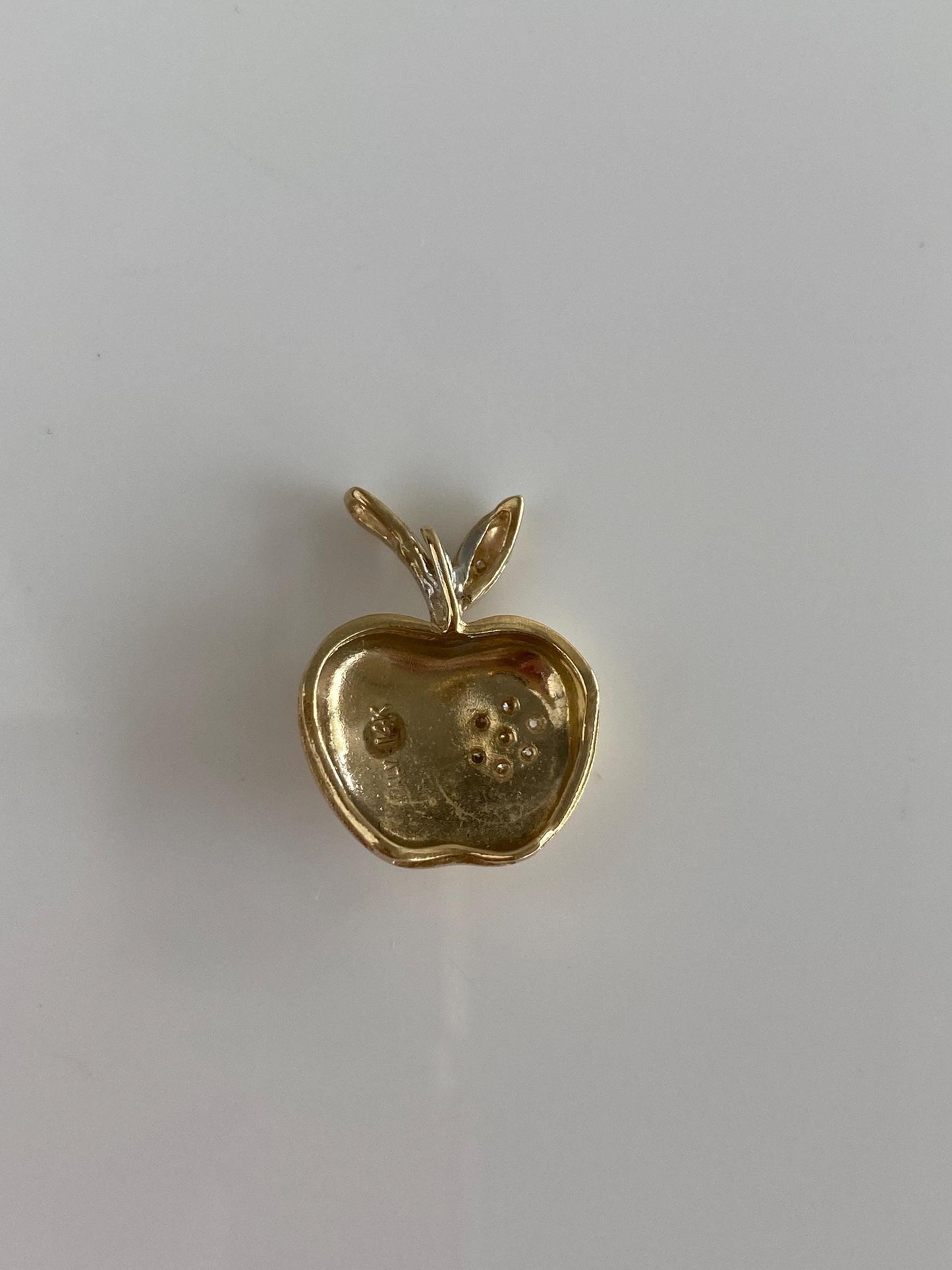 Solid 14k Yellow Gold Diamond Cluster Apple Slide Charm