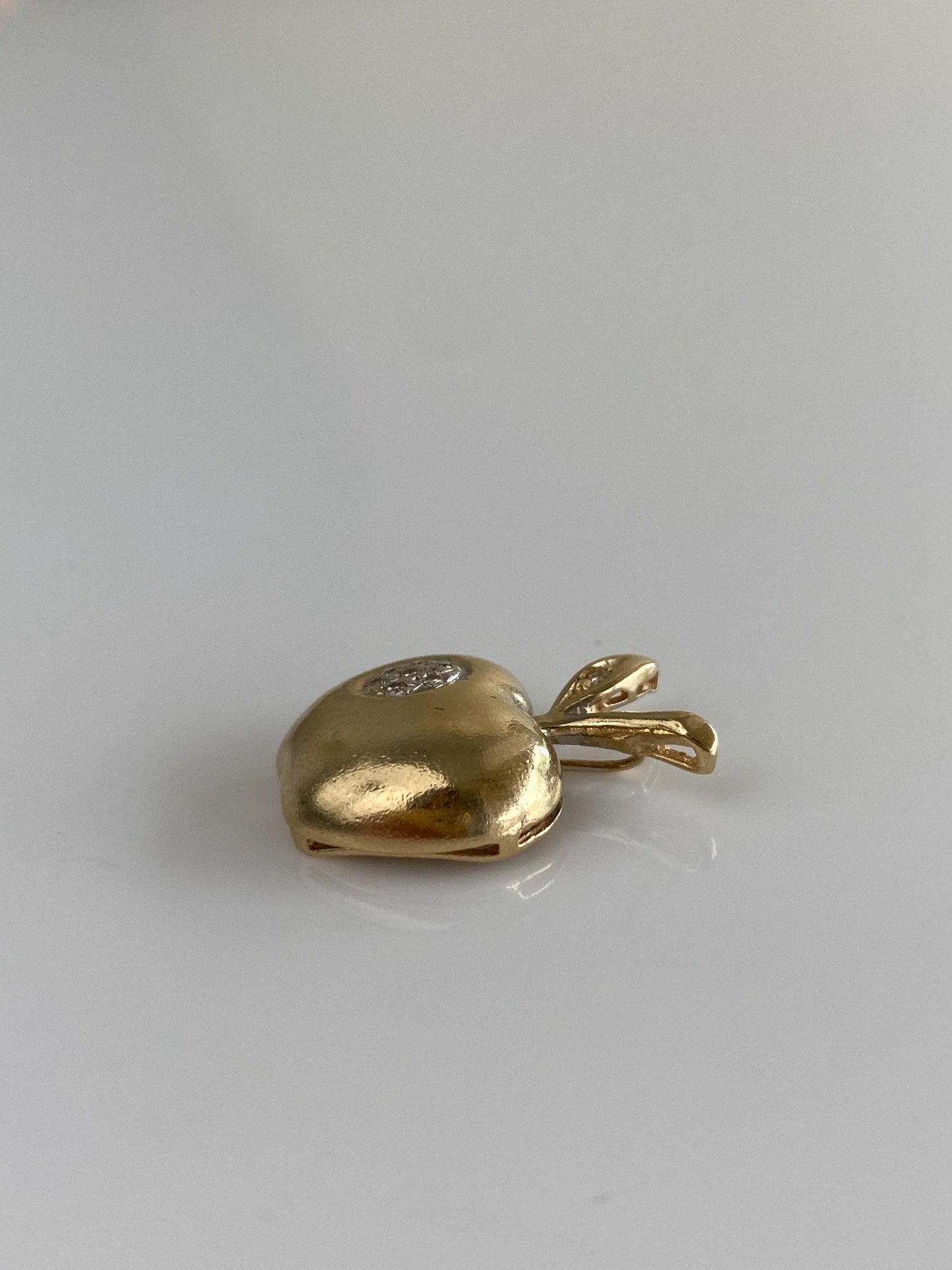 Solid 14k Yellow Gold Diamond Cluster Apple Slide Charm