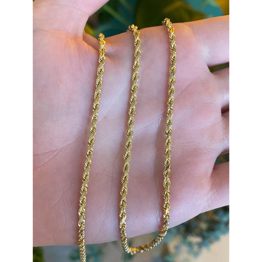 Vintage 14k Yellow Gold Diamond Cut Rope Chain Necklace - 20.25 inches