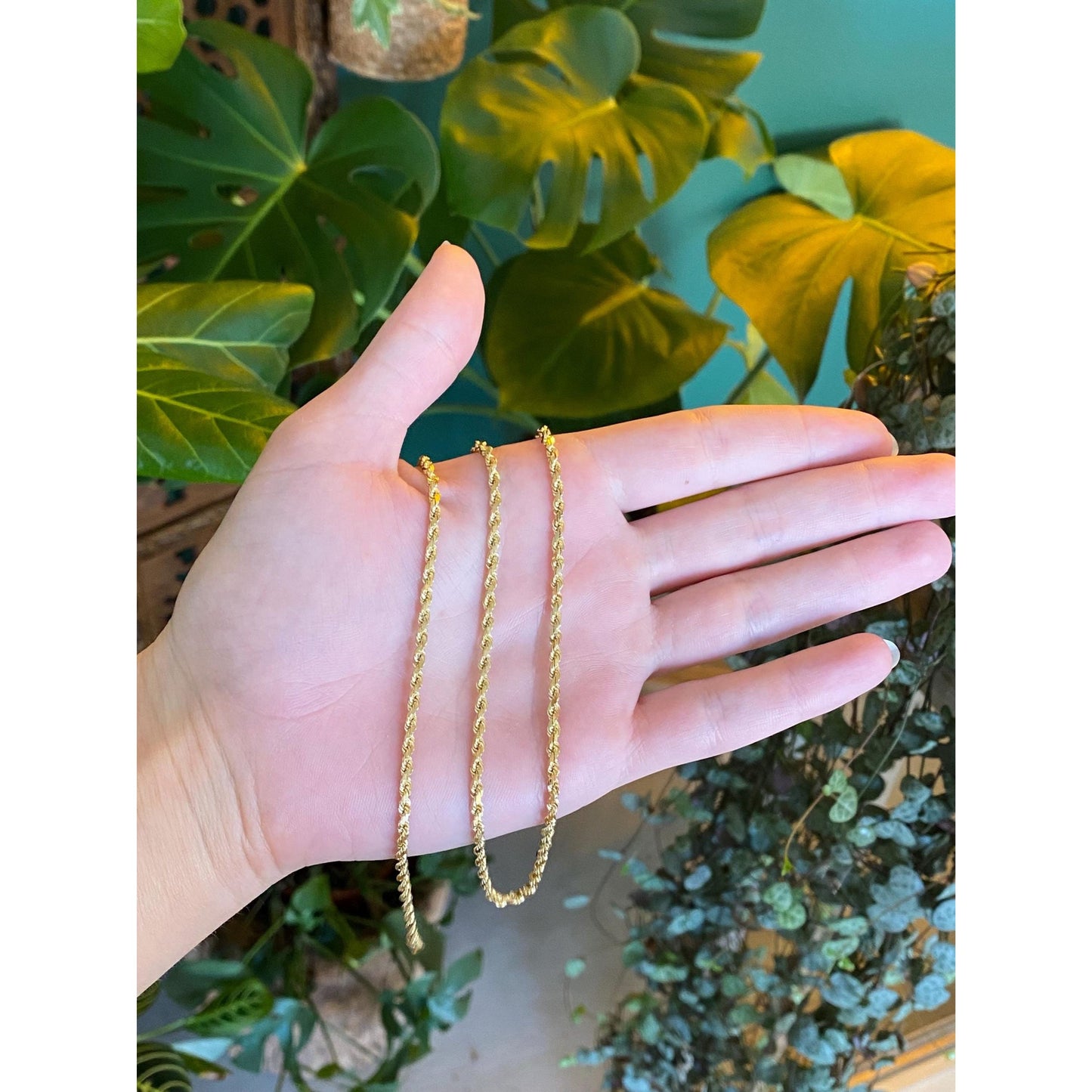 Vintage 14k Yellow Gold Diamond Cut Rope Chain Necklace - 20.25 inches