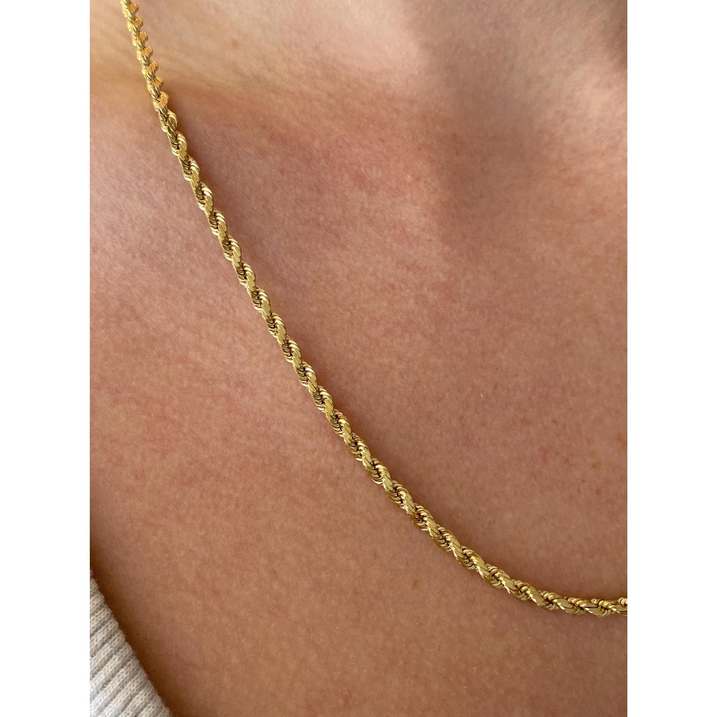Vintage 14k Yellow Gold Diamond Cut Rope Chain Necklace - 20.25 inches