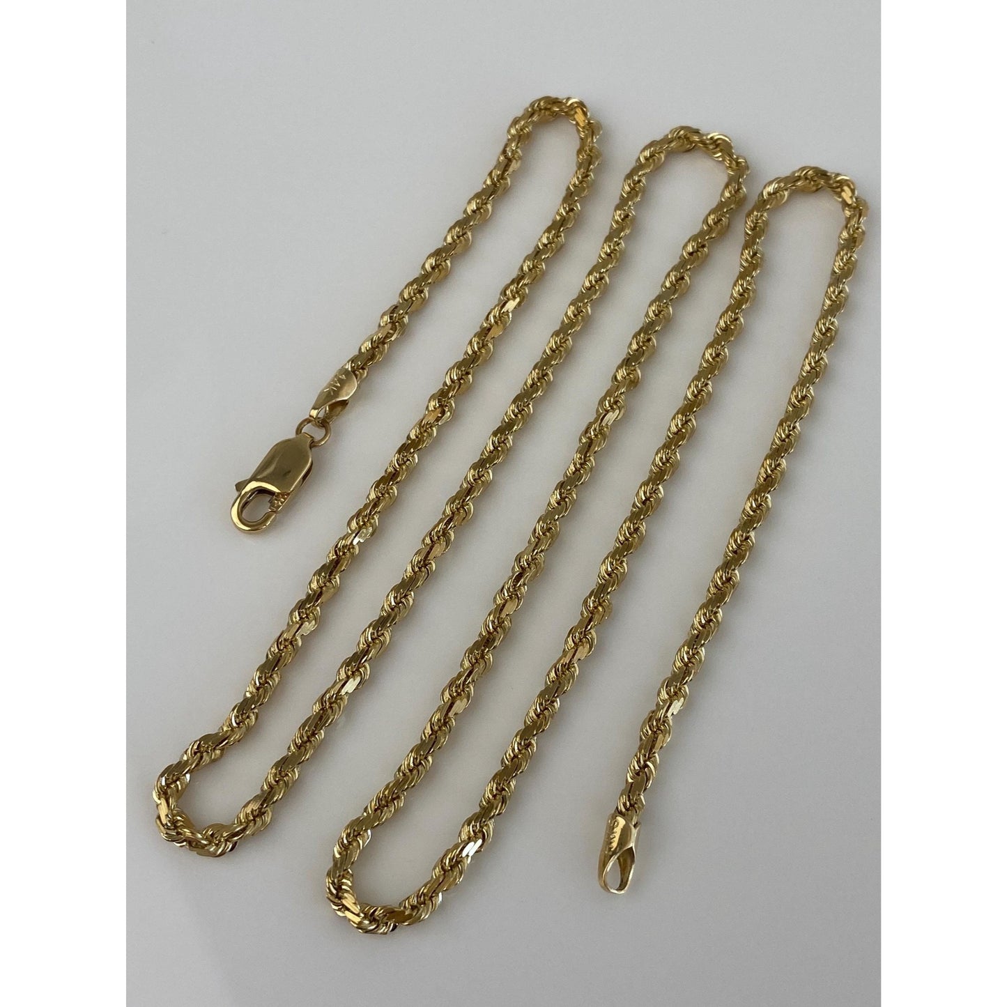 Vintage 14k Yellow Gold Diamond Cut Rope Chain Necklace - 20.25 inches