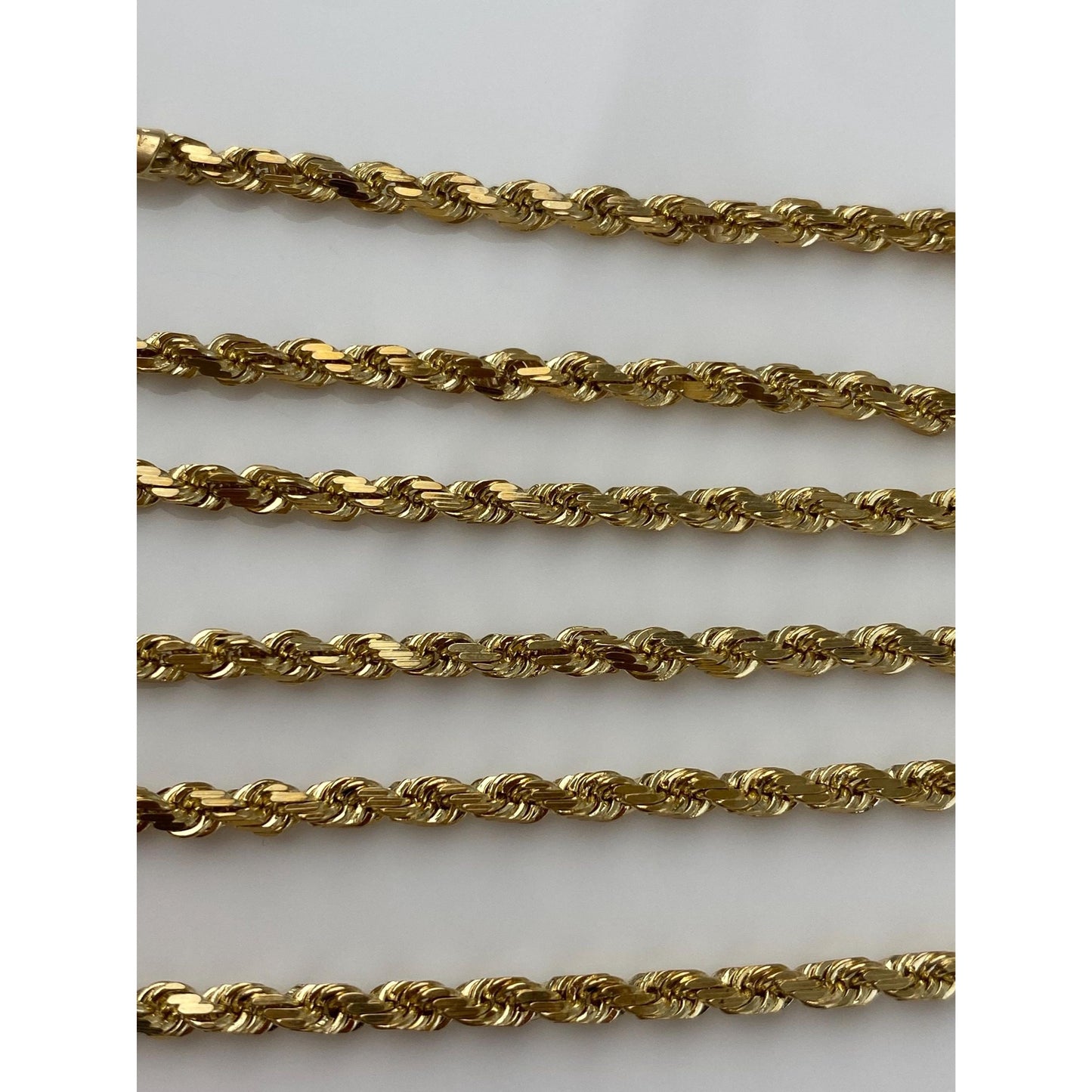 Vintage 14k Yellow Gold Diamond Cut Rope Chain Necklace - 20.25 inches