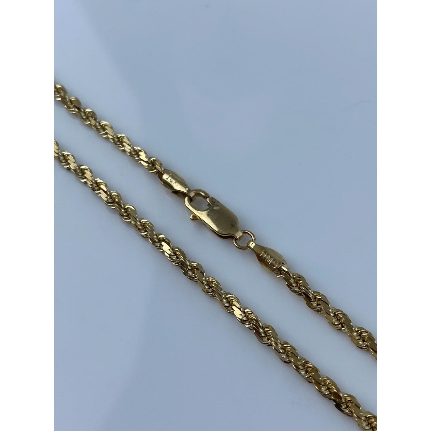 Vintage 14k Yellow Gold Diamond Cut Rope Chain Necklace - 20.25 inches