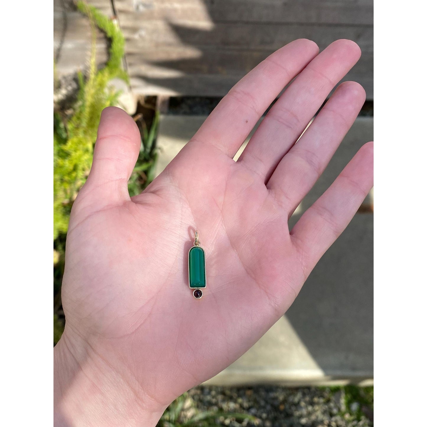 Vintage Solid 14k Yellow Gold Chrysoprase Garnet Charm