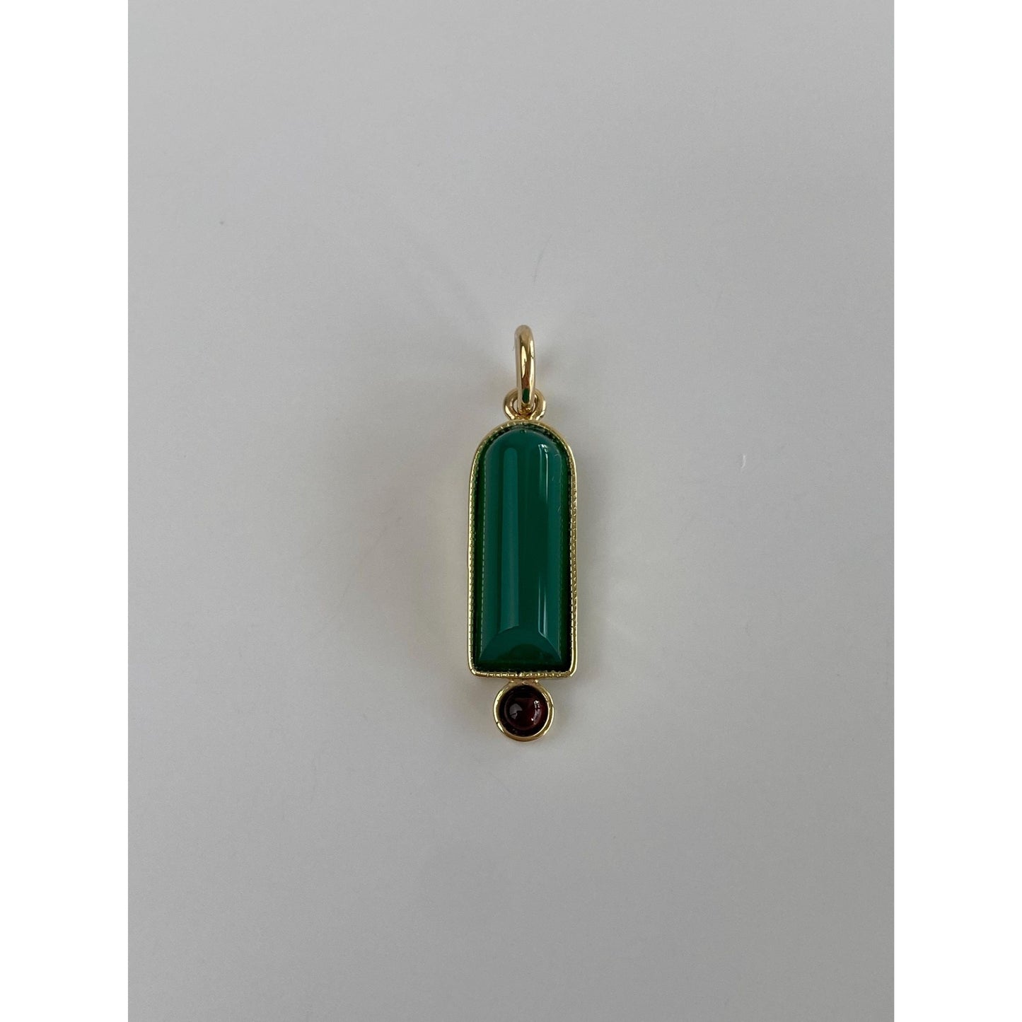 Vintage Solid 14k Yellow Gold Chrysoprase Garnet Charm