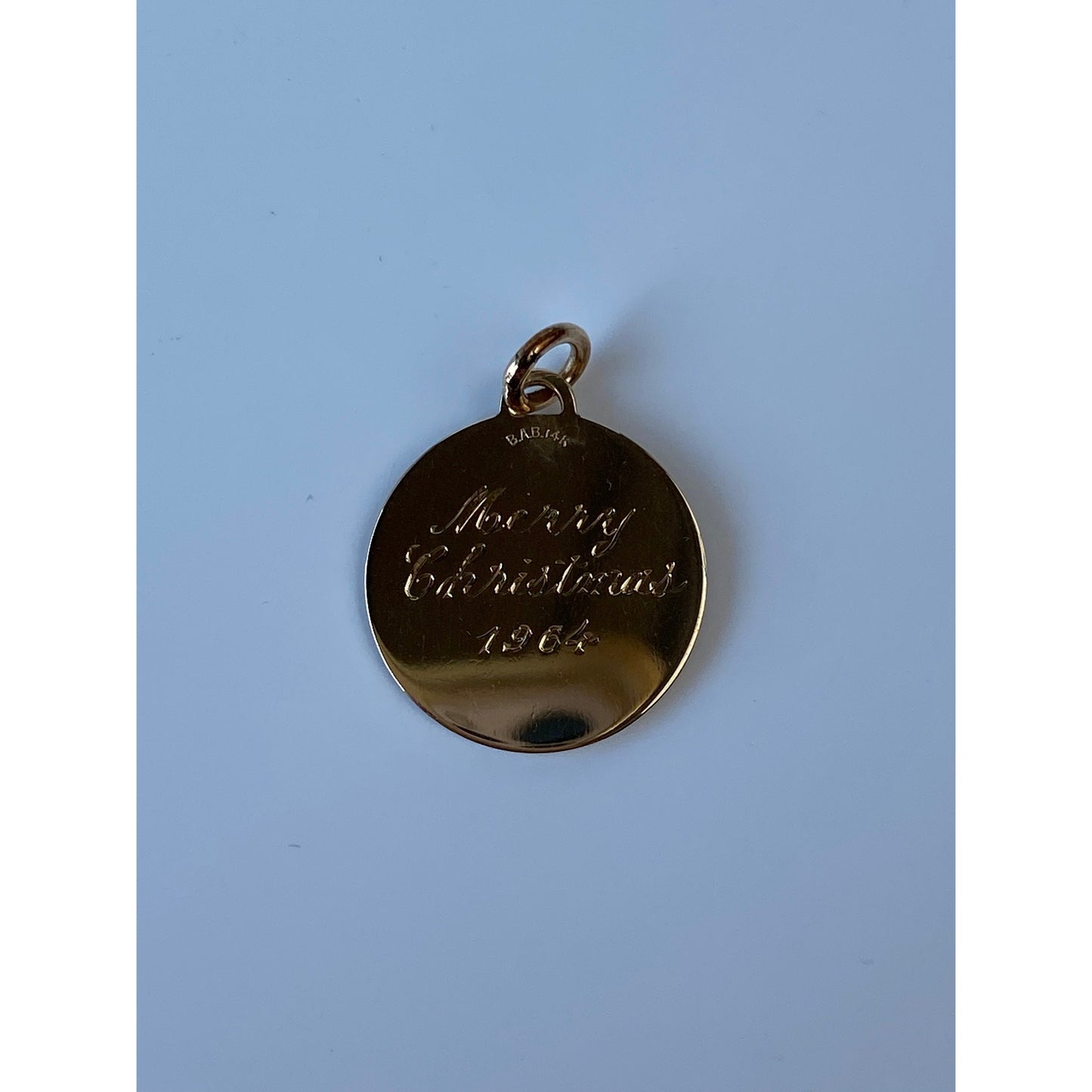 Vintage Solid 14k Yellow Gold Cross Hatch Textured Disc Charm