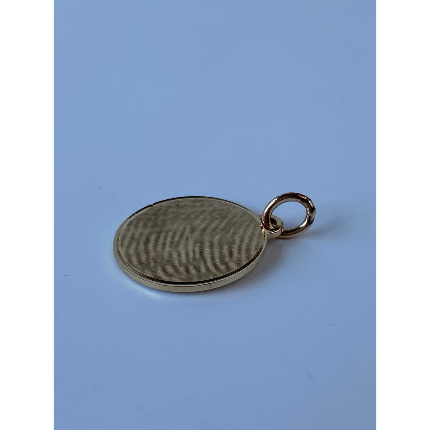 Vintage Solid 14k Yellow Gold Cross Hatch Textured Disc Charm