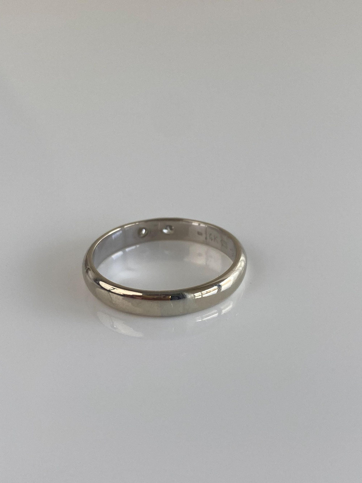 Vintage Solid 14k White Gold Diamond Ring Band - Size 6.5