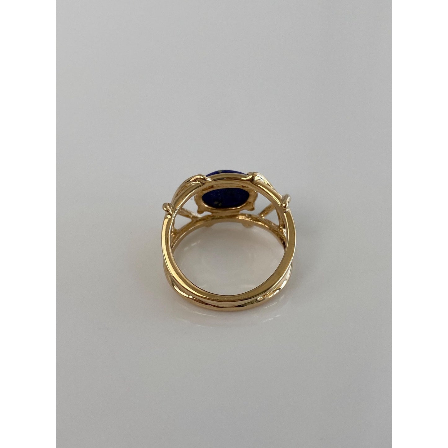 Solid 14k Blue Lapis Lazuli X Pattern Ring - Size 6.25