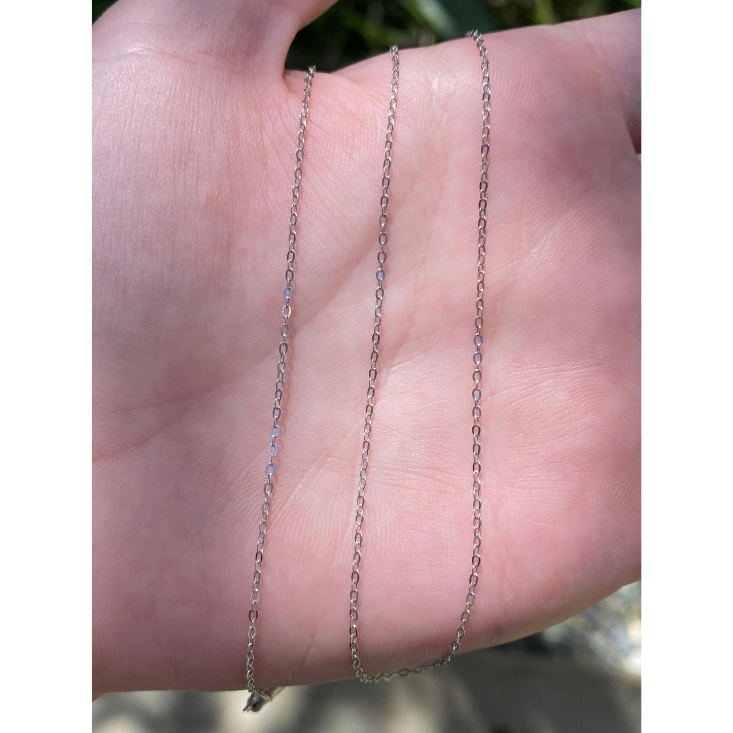 Solid 18k White Gold Cable Link Chain Necklace - 17 inches