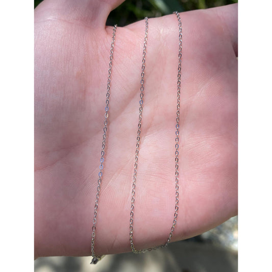 Solid 18k White Gold Cable Link Chain Necklace - 17 inches