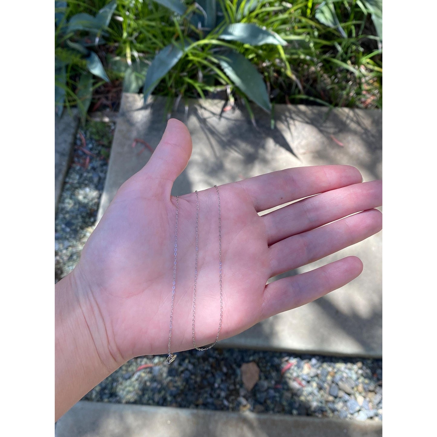 Solid 18k White Gold Cable Link Chain Necklace - 17 inches