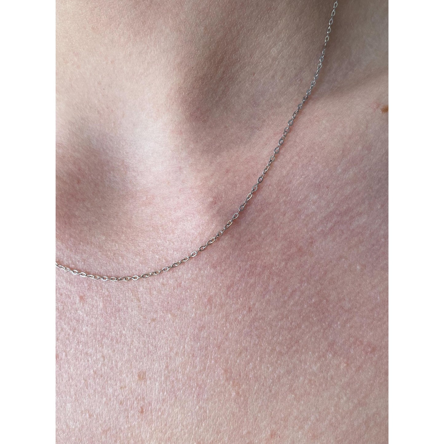 Solid 18k White Gold Cable Link Chain Necklace - 17 inches