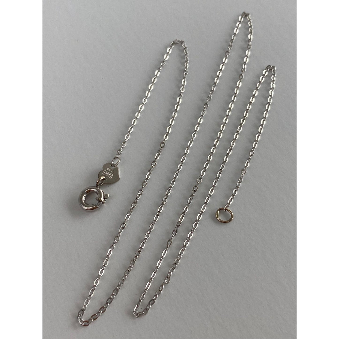 Solid 18k White Gold Cable Link Chain Necklace - 17 inches