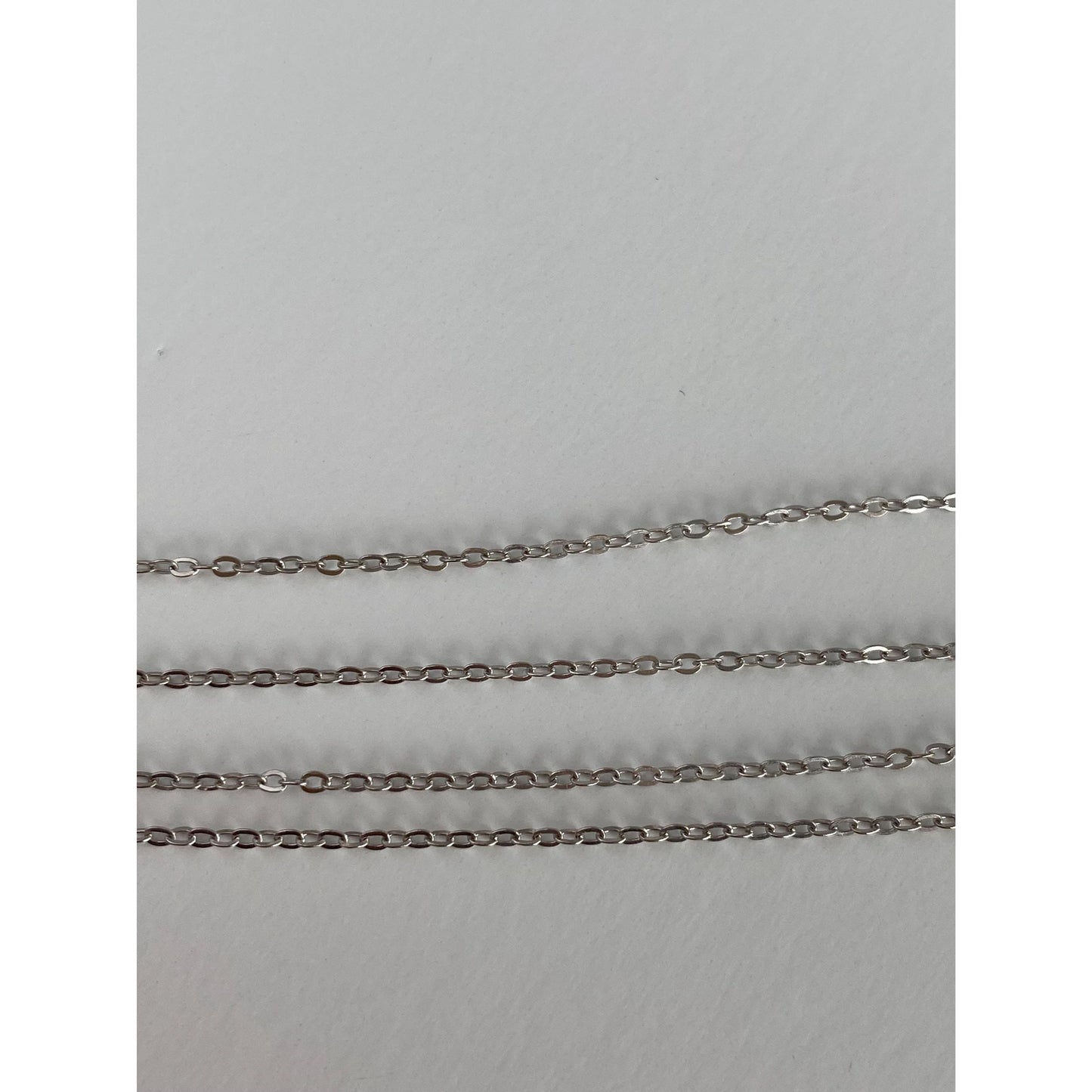 Solid 18k White Gold Cable Link Chain Necklace - 17 inches