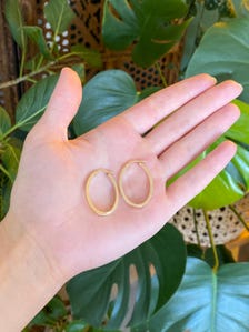 Vintage 14k Yellow Gold Straight Edge Oval Hoop Earrings