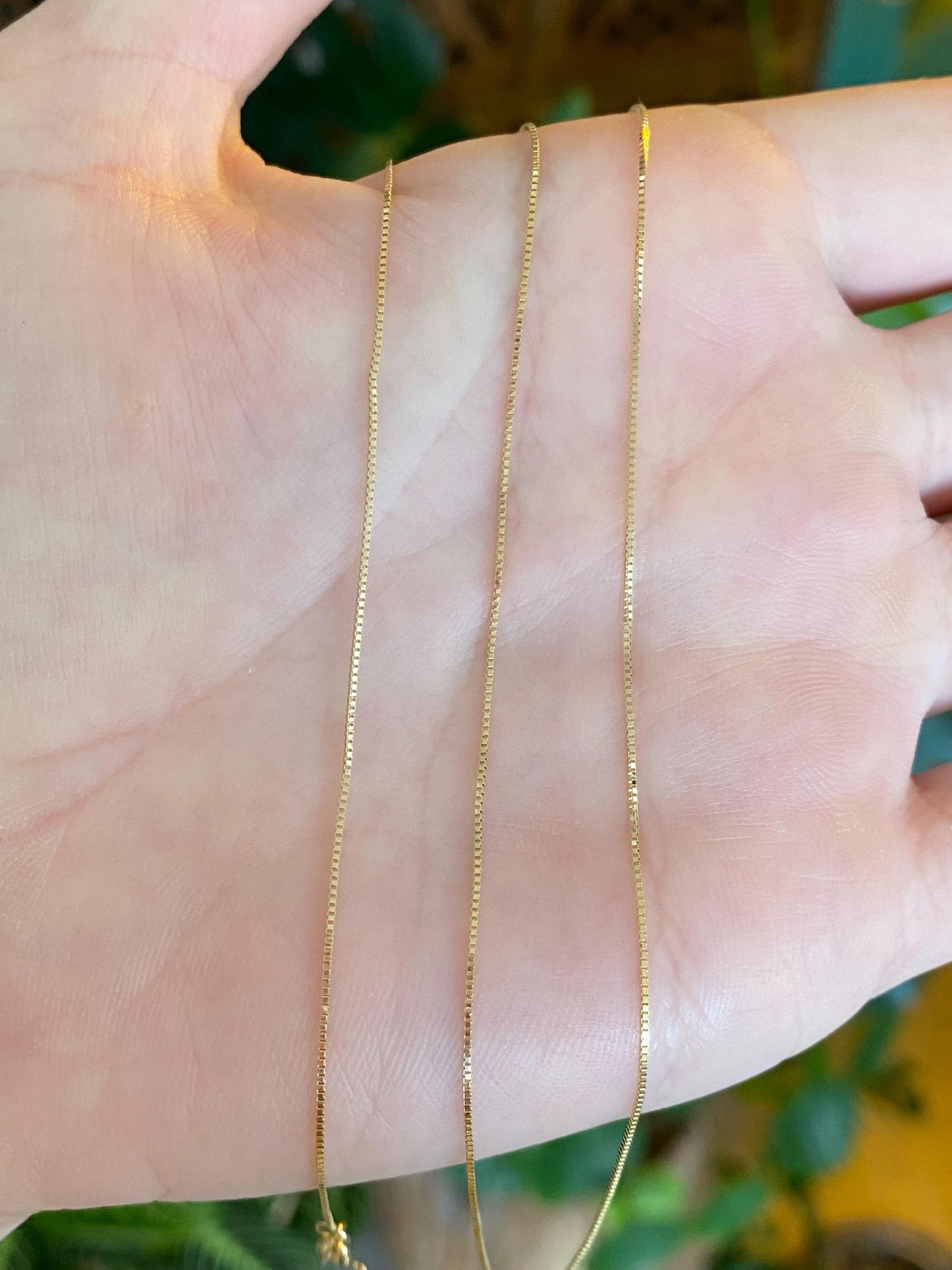 Vintage Solid 14k Yellow Gold Dainty Box Chain Necklace - 18.75 inches