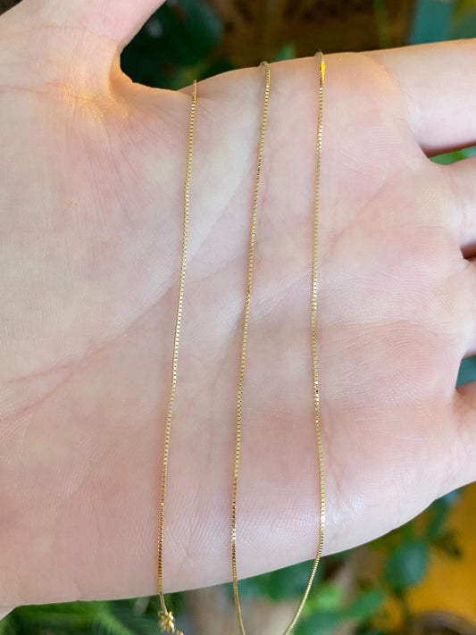 Vintage Solid 14k Yellow Gold Dainty Box Chain Necklace - 18.75 inches