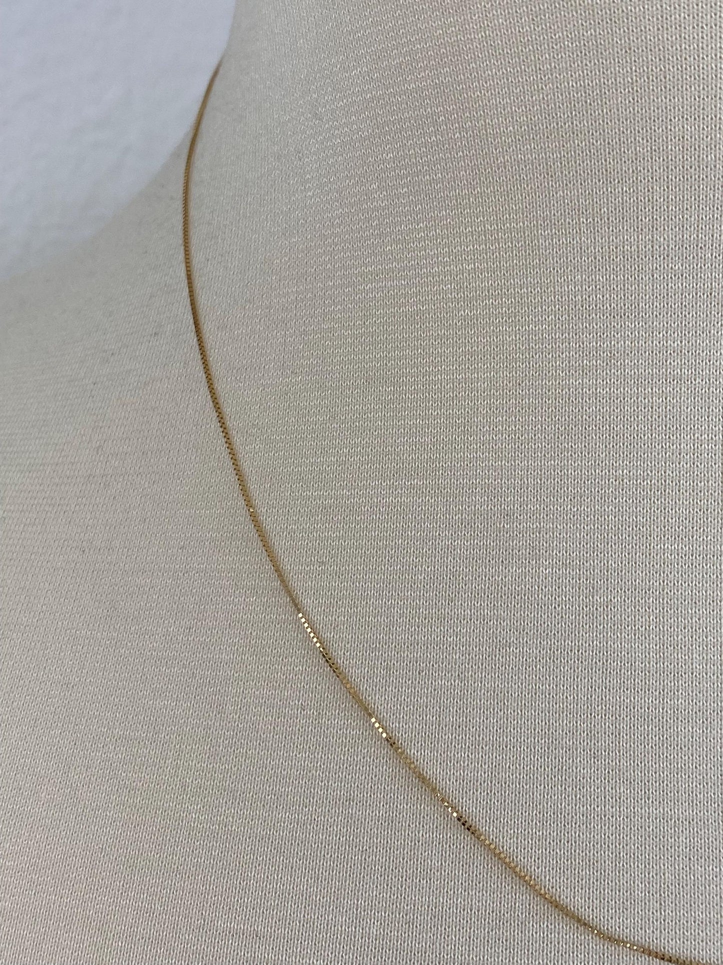 Vintage Solid 14k Yellow Gold Dainty Box Chain Necklace - 18.75 inches