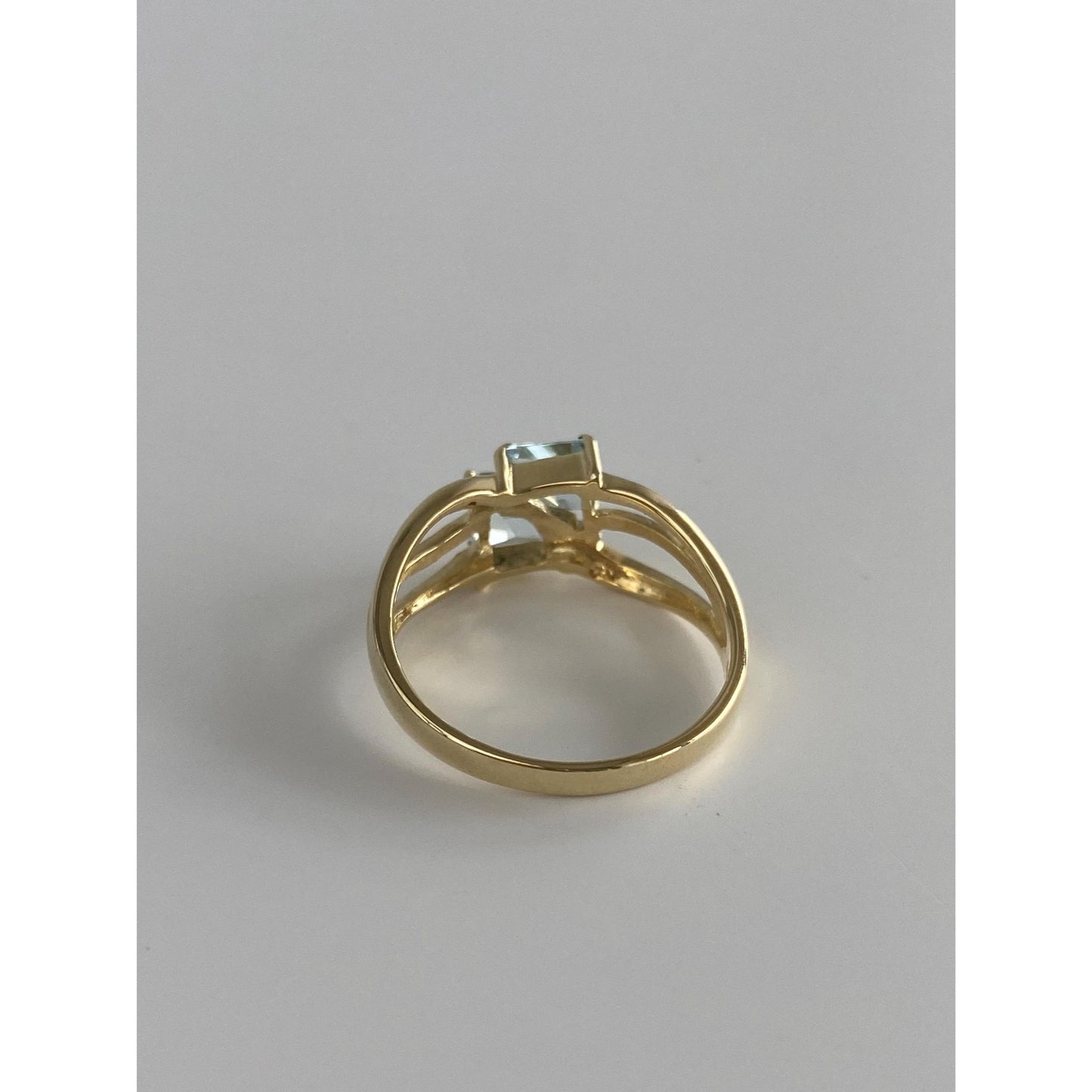 Vintage Solid 14k Yellow Gold Double Topaz Ring - Size 8