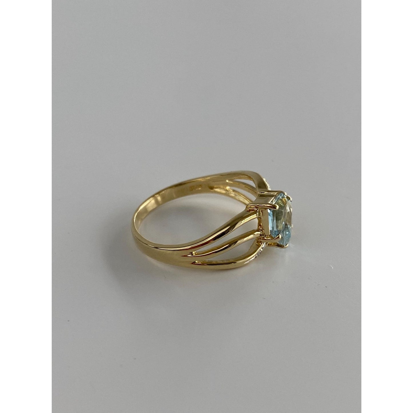 Vintage Solid 14k Yellow Gold Double Topaz Ring - Size 8