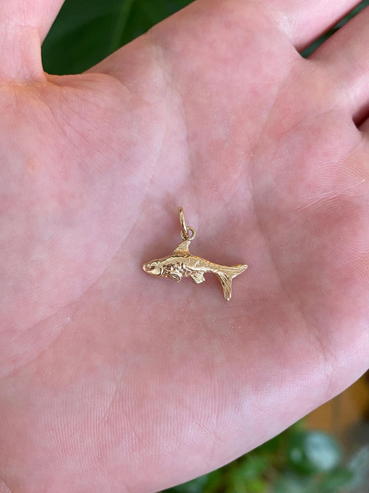 Vintage Solid 14k Yellow Gold Fish Charm
