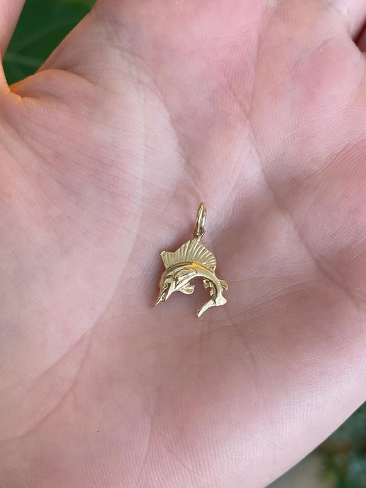 Vintage S14k Yellow Gold Sailfish Charm