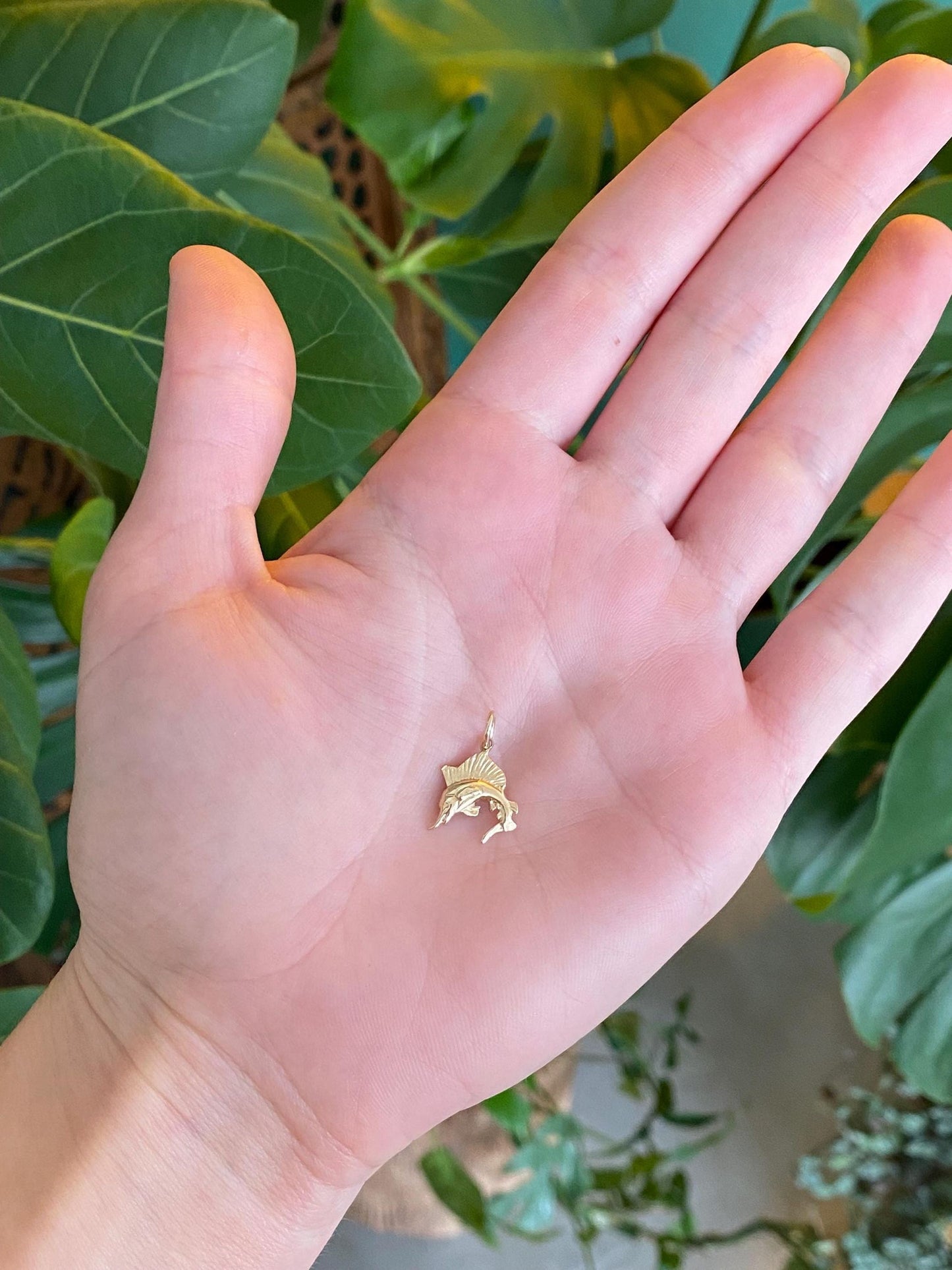Vintage S14k Yellow Gold Sailfish Charm