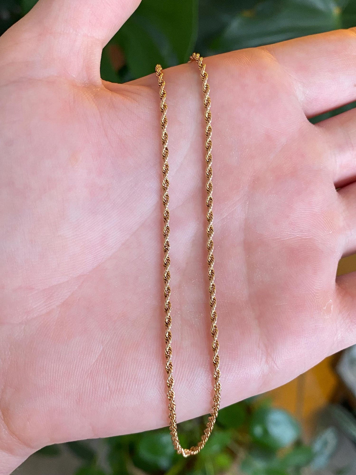 Vintage Solid 14k Yellow Gold Rope Chain Anklet - 10 inches