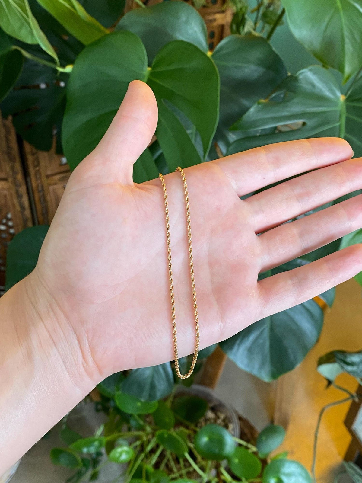 Vintage Solid 14k Yellow Gold Rope Chain Anklet - 10 inches