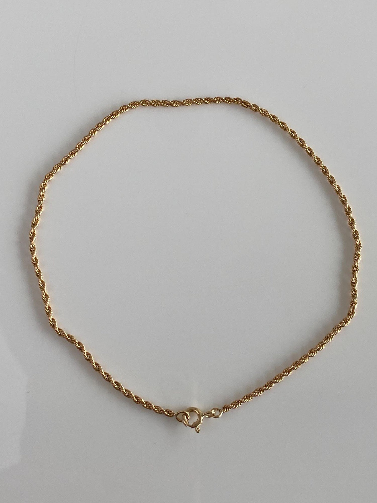 Vintage Solid 14k Yellow Gold Rope Chain Anklet - 10 inches